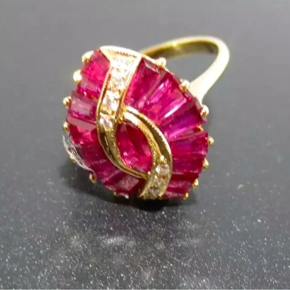 14K gold Heavy natural ruby diamond ring - Picture 1 of 3